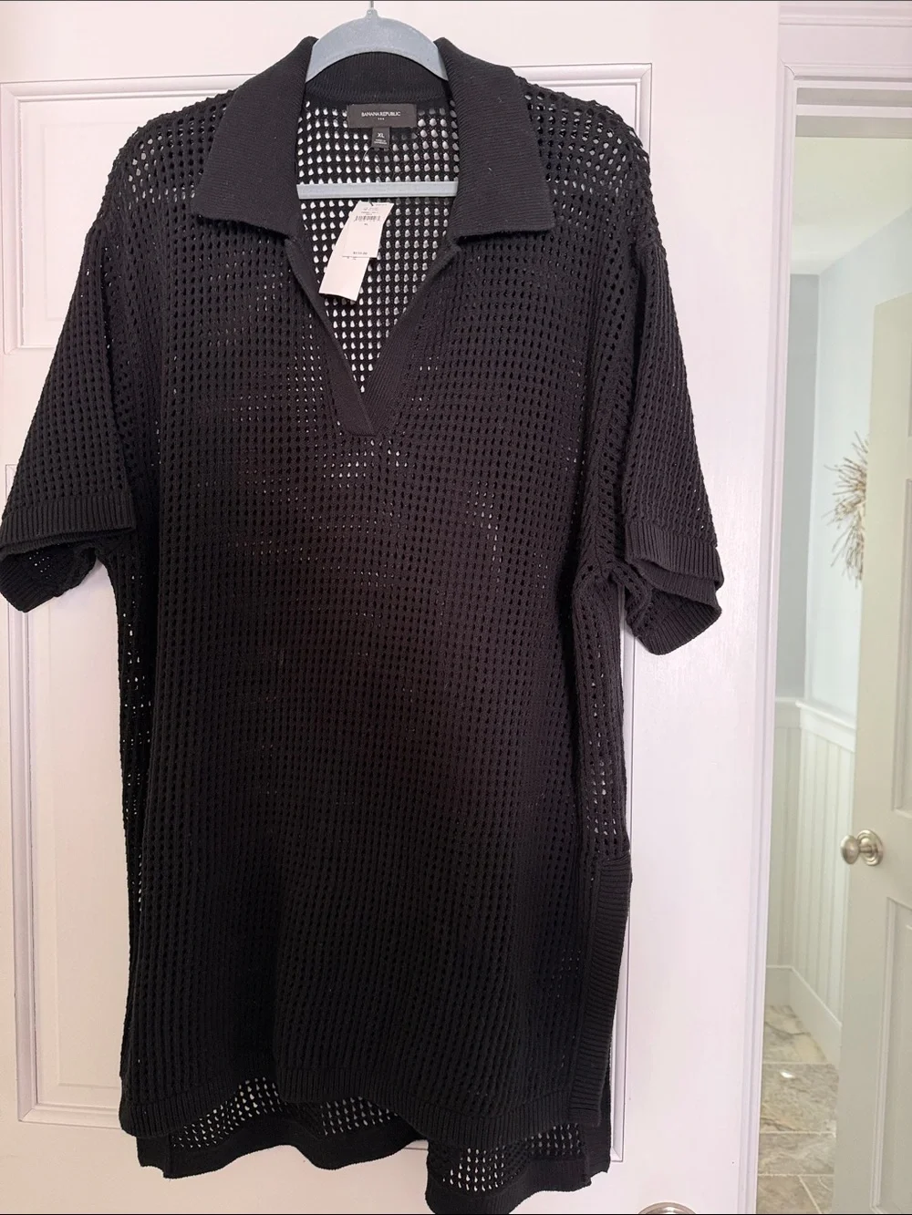 Banana Republic Black Open-Weave tunic Size XL NWT